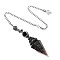 Natural Obsidian & Resin Hexagonal Pointed Dowsing Pendulums, Cone, Antique Silver, 250mm