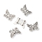 Antique Silver Plated Tibetan Style Butterfly Slide Charms, Cadmium Free & Nickel Free & Lead Free, 18x24x2mm, Hole: 10x2mm