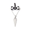 Cylinder Seed Beaded Eye Pendants, with Alloy Triangle Pendants and 304 Stainless Steel Linking Ring, White, 42x18.5x6.5mm, Hole: 2mm