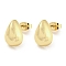 Brass Ear Studs, Real 18K Gold Plated, Teardrop, 13x9mm
