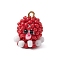 Seed Beads Beaded Charms, Octopus Pendant, Red, 16.5x13.5x13.5mm, Hole: 1.8mm