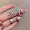 Alloy Imitation Pearl Stud Earrings, White, Snowflake