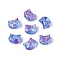 Picasso Transparent Glass Beads, Cat, Cornflower Blue, 8~8.5x9.5~10x5.5~6mm, Hole: 1mm, About 750pcs/pound