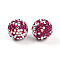 Polymer Clay Pave Rhinestone Beads, Disco Ball Beads, Round, Fuchsia, 16mm, Hole: 1.6~2mm