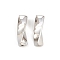 Brass Beads, Twisted Rectangle, Rack Plating, Long-Lasting Plated, Lead Free & Cadmium Free, Platinum, 17x5.5x5mm, Hole: 1.2mm