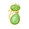 304 Stainless Steel Pendants, Cat, with Resin, Ion Plating(IP), Real 18K Gold Plated, Lime Green, 36x19x6.5mm, Hole: 1.2mm