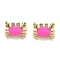 Real 18K Gold Plated Brass Micro Pave Clear Cubic Zirconia Charms, with Enamel, Long-Lasting Plated, Crab, Hot Pink, 11x15x6mm, Hole: 3x5mm