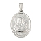 Non-Tarnish 304 Stainless Steel Pendants, Religious Theme Charm, Oval with Virgin Mary, Stainless Steel Color, 24x16x2~2.5mm, Hole: 5x3mm
