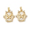 Brass Micro Pave Cubic Zirconia Pendents, with Shell, Oval with Butterfly Charms, Real 18K Gold Plated, 20x18.5x4mm, Hole: 4x2mm
