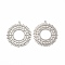 Non-Tarnish Ion Plating(IP) 304 Stainless Steel Pendants, With Jump Ring, Flat Round, Stainless Steel Color, 33x31x1mm, Hole: 1.5mm