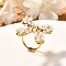 Bowknot 304 Stainless Steel Cuff Rings for Women, with Shell Pearl, Real 18K Gold Plated, Inner Diameter: 17mm