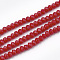 Opaque Solid Color Glass Beads Strands, Faceted, Rondelle, Red, 3x2mm, Hole: 0.5mm, about 135~140pcs/strand, 32~34cm