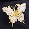 Raw Natural Quartz Crystal Chip Mineral Specimen Display Decorations, with Butterfly Metal Holder, for Home Desktop Feng Shui Ornament, 65x75mm