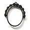 Rotatable Alloy Swivel Open Back Bezel Pendants, For DIY UV Resin, Epoxy Resin, Cadmium Free & Nickel Free & Lead Free, Oval with Leaf, Black, 38x31.5x3.5mm, Hole: 1.4mm