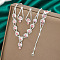 Teardrop Brass Rhinestone Necklaces & Link Bracelets & Stud Earring Sets, Rose, Necklaces: 11.81 inch(300mm); Bracelets: 7.09 inch(180mm); Earring: 35mm