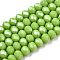Electroplate Glass Beads Strands, Pearl Luster Plated, Faceted, Rondelle, Yellow Green, 4x3mm, Hole: 0.8~1mm, about 105~110pcs/strand, 38~39cm