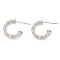 Rack Plating Brass C-Shaped Stud Earrings, Cadmium Free & Lead Freer, Platinum, 16x4mm, Pin: 0.8mm