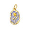 Brass Enamel Pendants, with Jump Ring, Oval with Flower Charms, Rack Plating, Lasting Plated, Cadmium Free & Lead Free, Real 18K Gold Plated, Medium Purple, 15.5x9x1.5mm, Hole: 3mm
