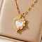 Brass Clear Cubic Zirconia Heart Necklaces, with Pink Enamel, Golden, 15.75 inch(40cm)