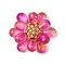 Teardrop Transparent Glass Pendants, Flower, with Glass Pearl Round Bead & Seed Beads & 304 Stainless Steel Open Jump Rings, Camellia, 24x27x9mm, Hole: 2.5mm