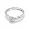 Anti-Tarnish Adjustable Rhodium Plated 925 Sterling Silver Finger Design Ring Mounts Fittings with Pearl Seat, For Half Drilled Beads, Platinum, Size 7, 17mm, Tray: 7mm, Pin: 0.9mm