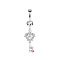 Brass Rhinestone Nipple Rings, Platinum, Key, 35mm