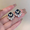 Alloy Imitation Pearl Stud Earrings, Black, Butterfly
