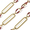 304 Stainless Steel Enamel Figaro Chains, Soldered, with Spool, Ion Plating(IP), Real 18K Gold Plated, FireBrick, 20x5x1mm
