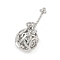 Hollow Round Brass Micro Pave Cubic Zirconia Pendants, with Jump Ring, Long-Lasting Plated, Rack Plating, Lead Free & Cadmium Free, Platinum, 21.5x10mm, Hole: 2.6mm