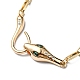 Rhinestone Snake Pendant Necklaces with Paperclip Chains NJEW-R261-01G-2