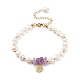 Bracelet en perles d'améthyste naturelle et perles BJEW-JB08236-02-1