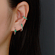 Boucles d'oreilles manchette en argent sterling plaqué rhodium 925 micro pavé de zircones cubiques vertes UY3842-1-3