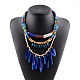 Alloy Acrylic Feather Tassel Three Tiered Necklaces NJEW-N0050-02A-1