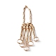 ハロウィンをテーマにしたスカル合金フルハンドリングブレスレット  女性用の調節可能なリングが5つ付いたストレッチブレスレット  ゴールドカラー  内径：2-3/8インチ（6cm） BJEW-L680-01G-2