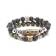 2pcs 2 bracelets de perles de style mala sertis de perles dzi d'agate tibétaine BJEW-JB08020-4