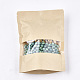 再封可能なクラフト紙袋  再封可能なバッグ  小さなクラフト紙ドイパック  窓付き  ナバホホワイト  24x16cm OPP-S004-01A-4