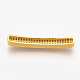 真鍮製マイクロパヴェキュービックジルコニアビーズ  直方体の  透明  ゴールドカラー  36x5x4~5mm  穴：1mm ZIRC-T004-77G-3