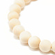 Bracelet extensible en perles rondes en bois naturel avec verre en forme de larme BJEW-JB07822-7
