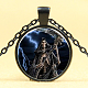 Halloween Picture Glass Pendant Necklaces NJEW-D280-41B-1
