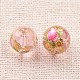 Flower Picture Printed Glass Round Beads GLAA-J087-10mm-A-3