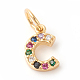 Brass Micro Pave Colorful Cubic Zirconia Charms ZIRC-F092-01-C-1
