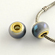 Electroplate Imitation Jade Glass  European Beads GPDL-Q015-02G-1