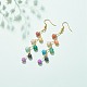 Orecchini pendenti con foglia di perline rotondi in agata naturale colorata EJEW-JE04950-02-3