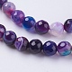 Faceted Round Dyed Natural Striped Agate/Banded Agate Beads Strands G-G581-6mm-M-3