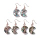 Boucles d'oreilles pendantes en forme de croissant de lune en coquillage paua naturel EJEW-G307-01RG-1
