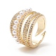 Adjustable Brass Micro Pave Clear Cubic Zirconia Cuff Rings RJEW-L098-001G-2
