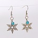 Tibetan Style Christmas Snowflake Dangle Earrings EJEW-JE01409-2