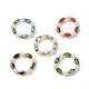 Anneaux extensibles ovales plaqués bord de verre et perles d'imitation RJEW-JR00547-1