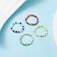 Glass Beaded Stretch Finger Ring with Cube for Women RJEW-JR00431-2