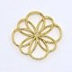 Flower Brass Micro Pave Clear Cubic Zirconia Cabochons ZIRC-P001-14G-2